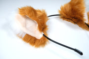 Brown Fox Ears and Tail Kit Cat Cosplay Costume Accessories