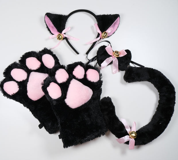 Black Cat Paw Gloves Cosplay Set