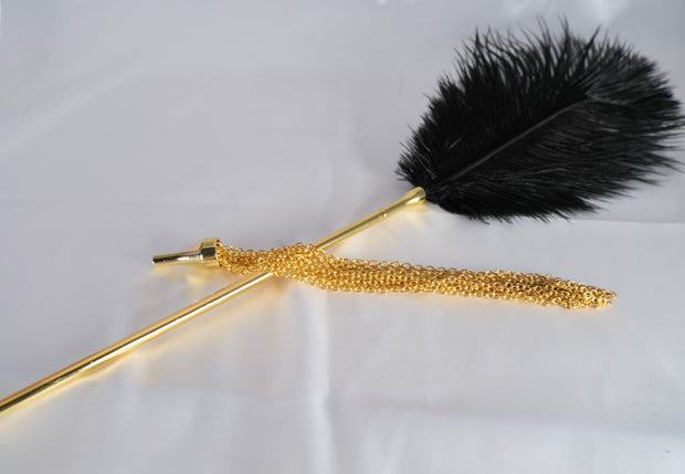 Luxurious Ostrich Feather Tickler and Metal Chain Tickler