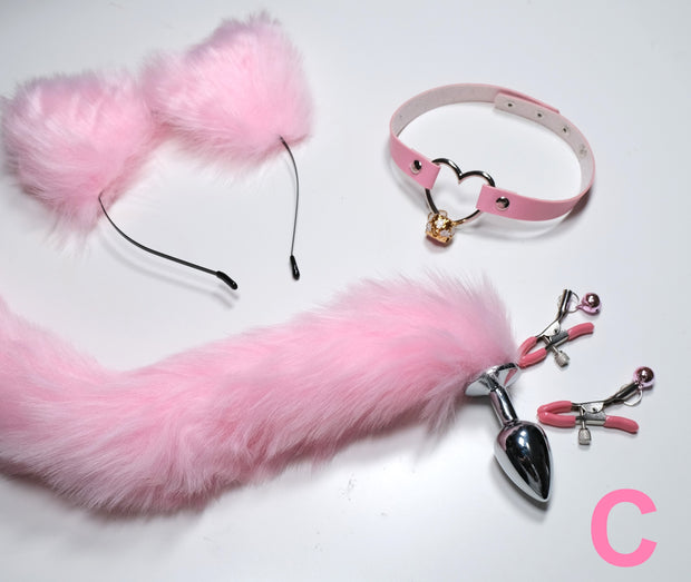 Pink Pet Play Bell Sex Toys Set