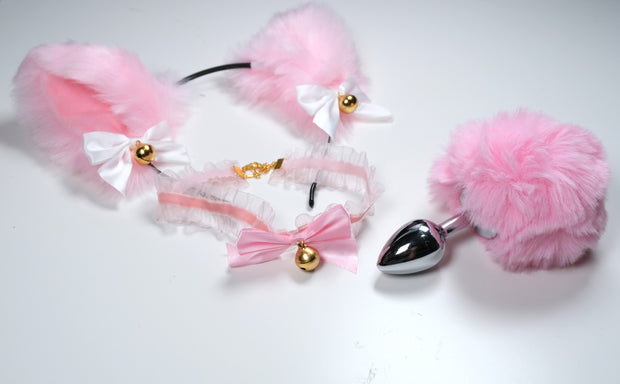 Pink Cute Rabbit Tail Pet Play Kit