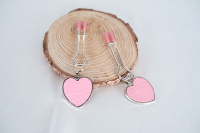Pink Nipple Clamps With Heart Sexy Adjustable Clips