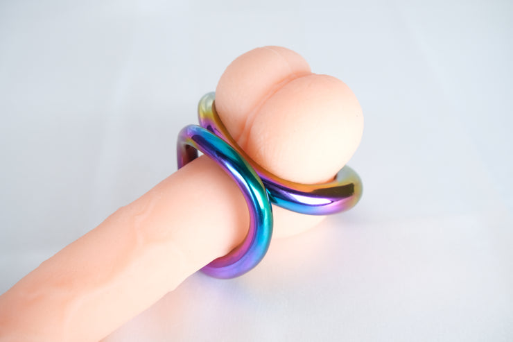 Stainless Steel Rainbow Cock Ring Penis Locking Ring