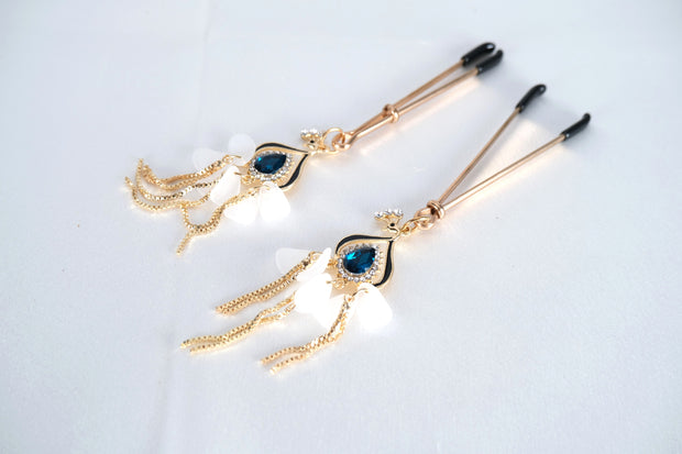 Nipple Clamp /Vagina Clip With Blue Artificial Stone