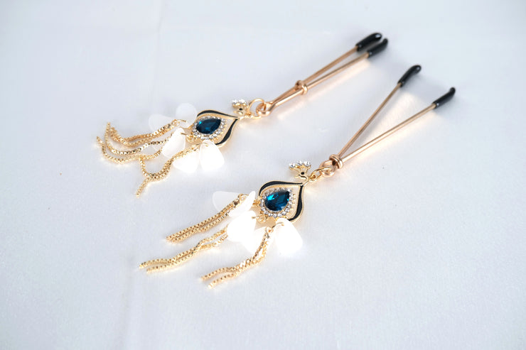 Nipple Clamp /Vagina Clip With Blue Artificial Stone