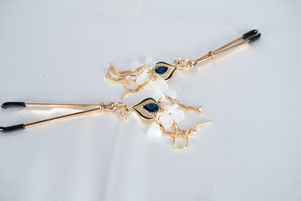 Nipple Clamp /Vagina Clip With Blue Artificial Stone
