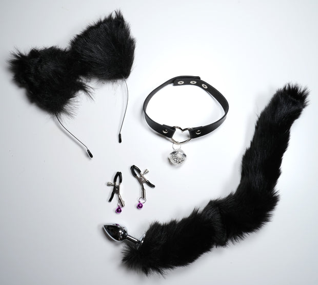 Black Pet Play Sex Toys Set