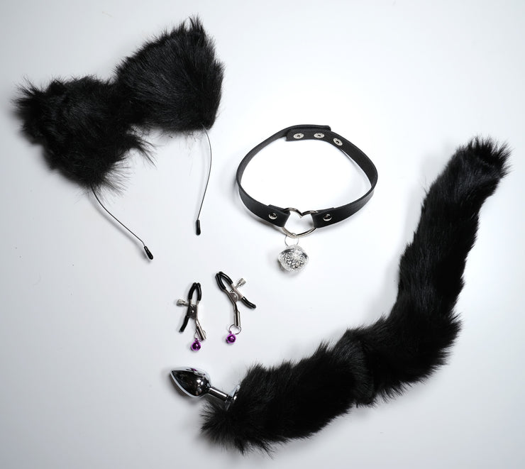 Black Pet Play Sex Toys Set