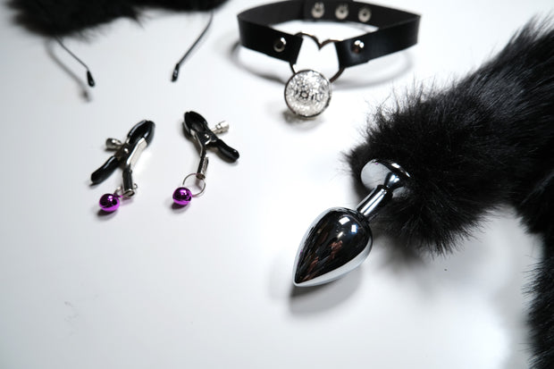 Black Pet Play Sex Toys Set