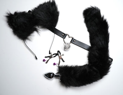 Black Pet Play Sex Toys Set