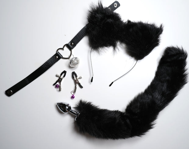Black Pet Play Sex Toys Set