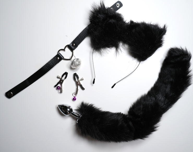 Black Pet Play Sex Toys Set