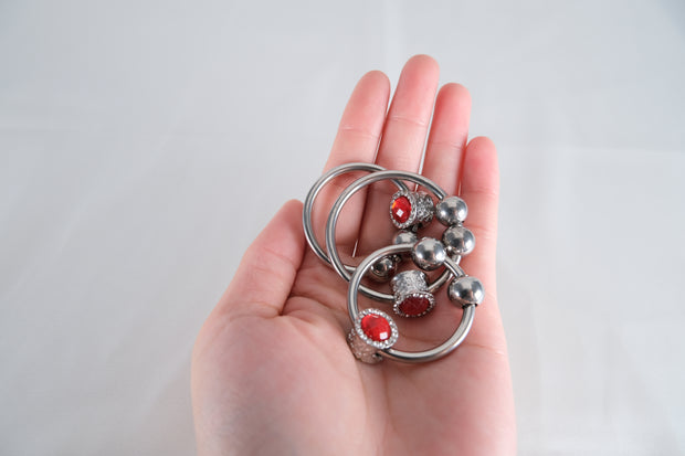 Artificial Ruby Cock Ring With Movable Two Pressure Ball