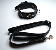 Leather Collar With Handcuffs Set
