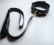 Leather Collar With Handcuffs Set