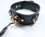 Leather Collar With Handcuffs Set