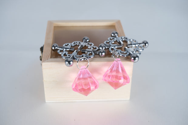 Screw Nipple Clamps With Diamond Pendant