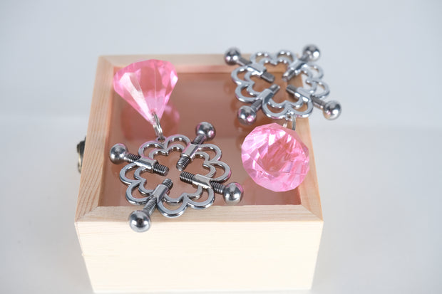 Screw Nipple Clamps With Diamond Pendant
