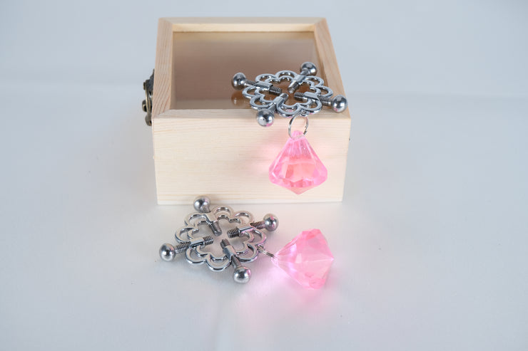 Screw Nipple Clamps With Diamond Pendant