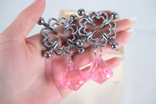 Screw Nipple Clamps With Diamond Pendant