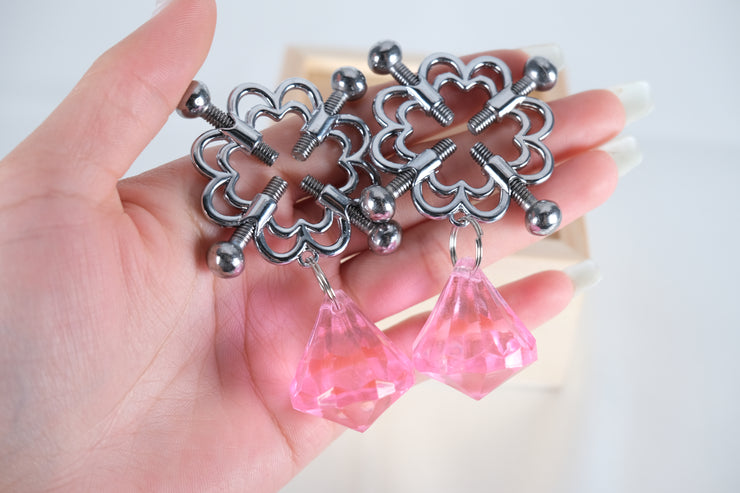 Screw Nipple Clamps With Diamond Pendant