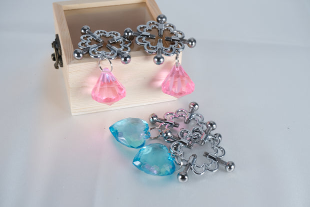 Screw Nipple Clamps With Diamond Pendant
