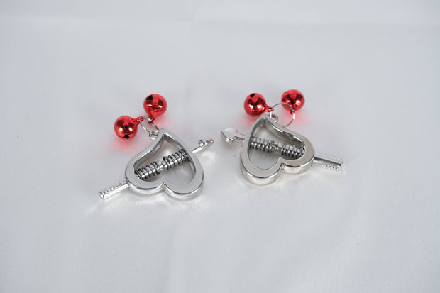 Heart Shaped Nipples Clamp With Red Bell