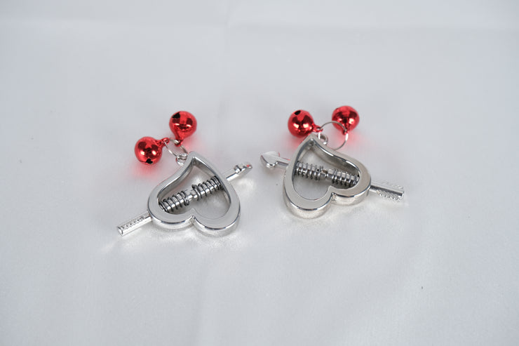 Heart Shaped Nipples Clamp With Red Bell
