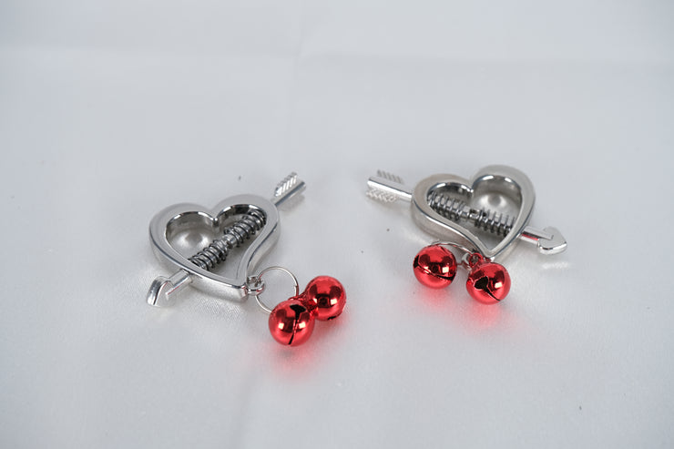 Heart Shaped Nipples Clamp With Red Bell