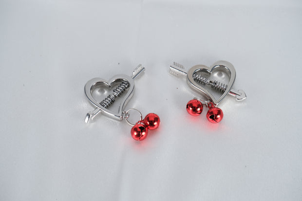 Heart Shaped Nipples Clamp With Red Bell