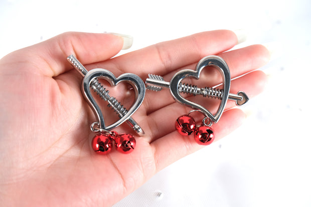 Heart Shaped Nipples Clamp With Red Bell