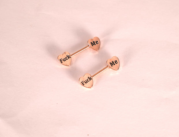 Letter Heart Barbell Nipple Ring