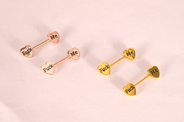 Letter Heart Barbell Nipple Ring
