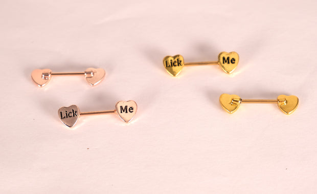 Letter Heart Barbell Nipple Ring