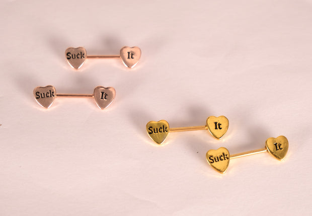 Letter Heart Barbell Nipple Ring