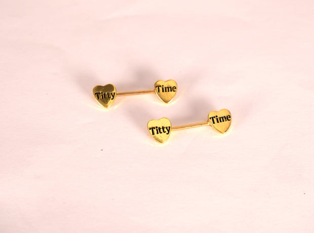 Letter Heart Barbell Nipple Ring