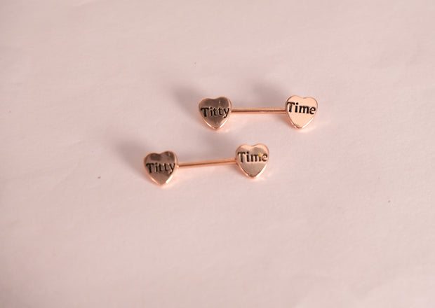 Letter Heart Barbell Nipple Ring