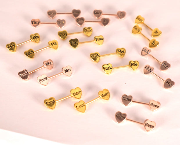 Letter Heart Barbell Nipple Ring