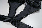 Leather Choker Dress Bodysuit Lingerie