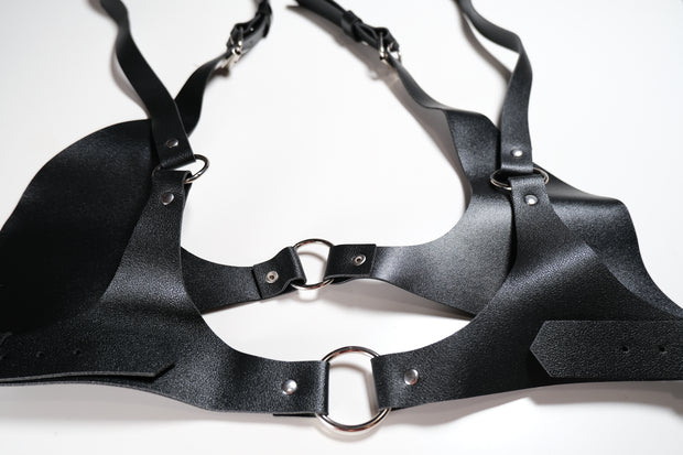 Leather Open Chest Lingerie Set