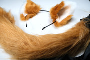 Brown Fox Ears and Tail Kit Cat Cosplay Costume Accessories