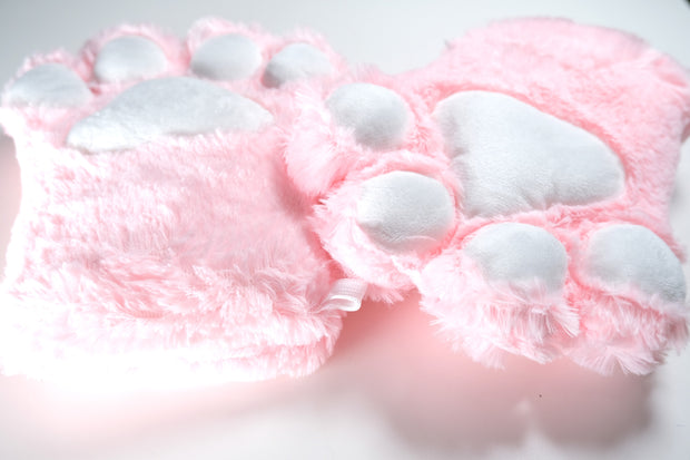 Pink Cat Paw Gloves Cosplay Set