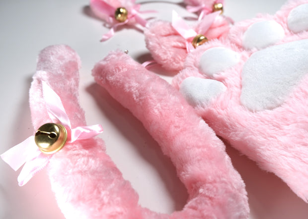 Pink Cat Paw Gloves Cosplay Set