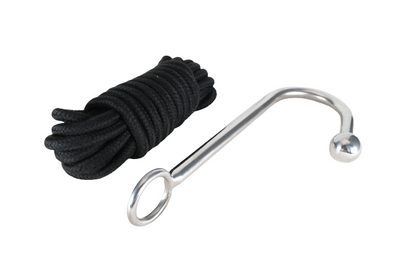 Stainless Steel Anal Hook With Black Rope