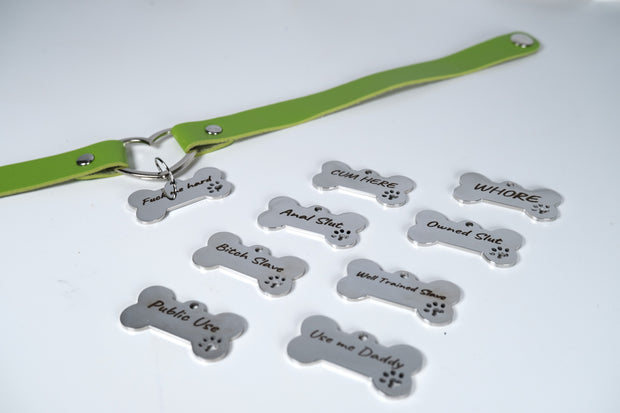 Green Pet Play Sex Toys With Hand Stamped Dog Tag