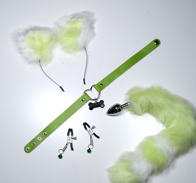 Green Pet Play Sex Toys With Hand Stamped Dog Tag