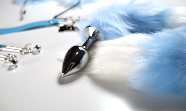 Blue Pet Play Sex Toys With Hand stamped Dog Tag