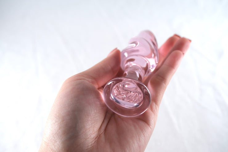 Pink Glass Spiral Butt Plug