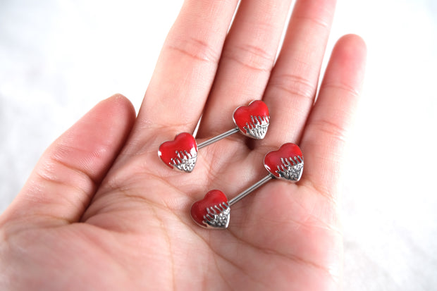Red Heart Nipple Ring