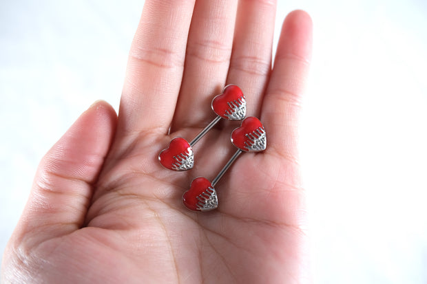 Red Heart Nipple Ring